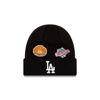 Blue Los Angeles Dodgers Hat - New Era MLB World Series Patch Cuff Knit Beanie USA8129630